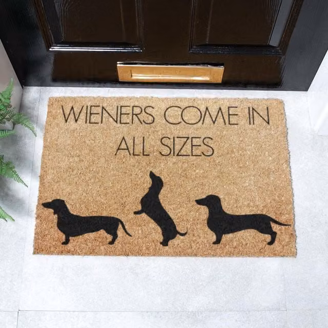 Artsy Mats Weiners Come In All Sizes Doormat, Black, W: 60 cm, D: 40 cm