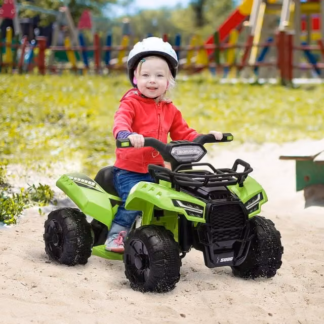 HOMCOM Kids 6V Electric Ride on ATV Four Wheeler with Working Headlights, Green