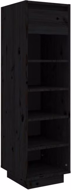 Berkfield Home Black Solid Wood Pine Shoe Cabinet W/D/H: 34 x 30 x 105 cm