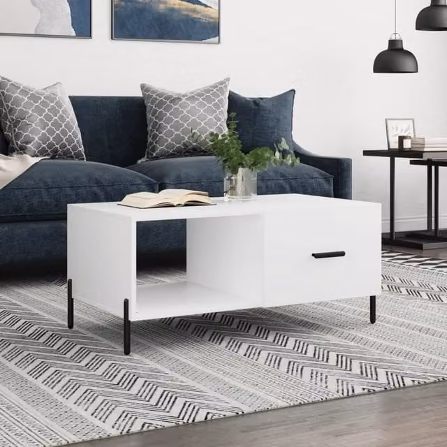 Berkfield Home Modern White Coffee Table, W/D/H: 90 x 50 x 40 cm – 1