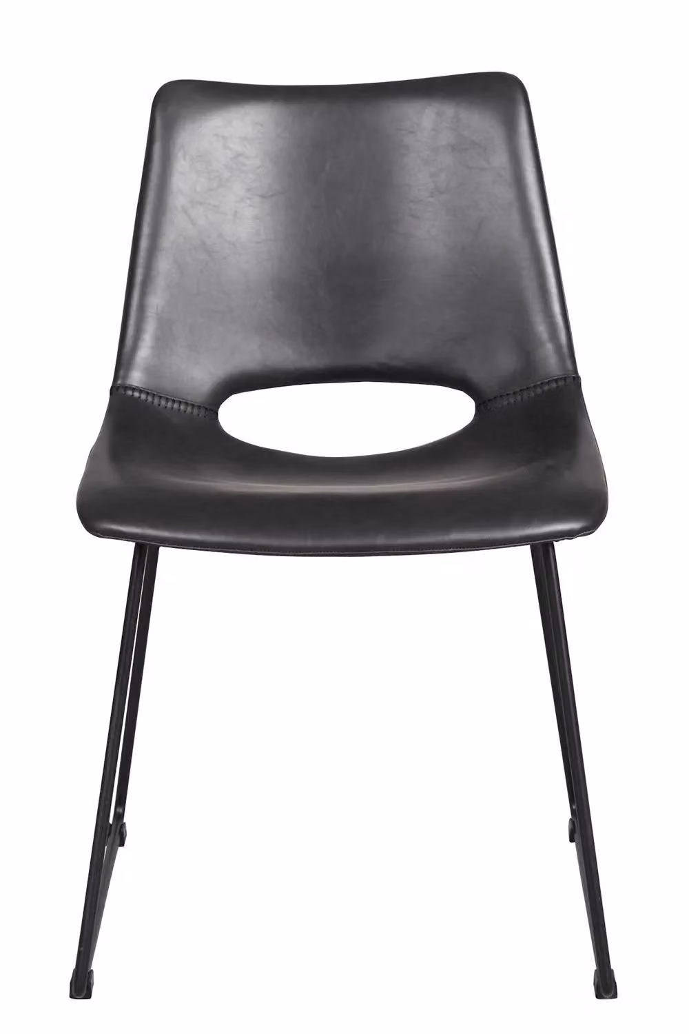FWStyle Pair of Black Faux Leather Dining Chairs with Black Metal Cantilever Base Legs – 3