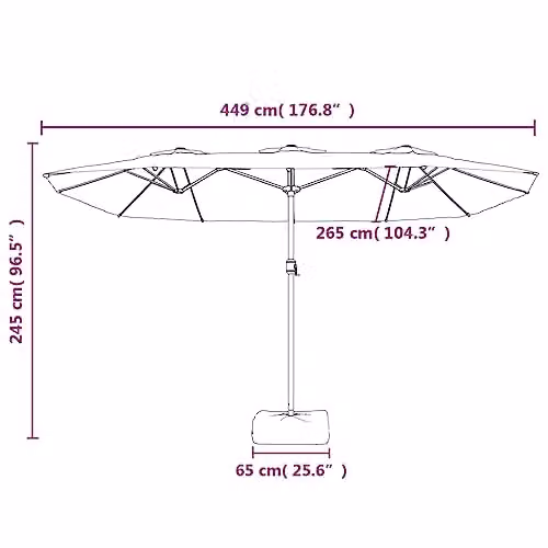 vidaXL Double-Head Cantilever Parasol in Red and Grey with Polyester Fabric and Metal Frame – 2