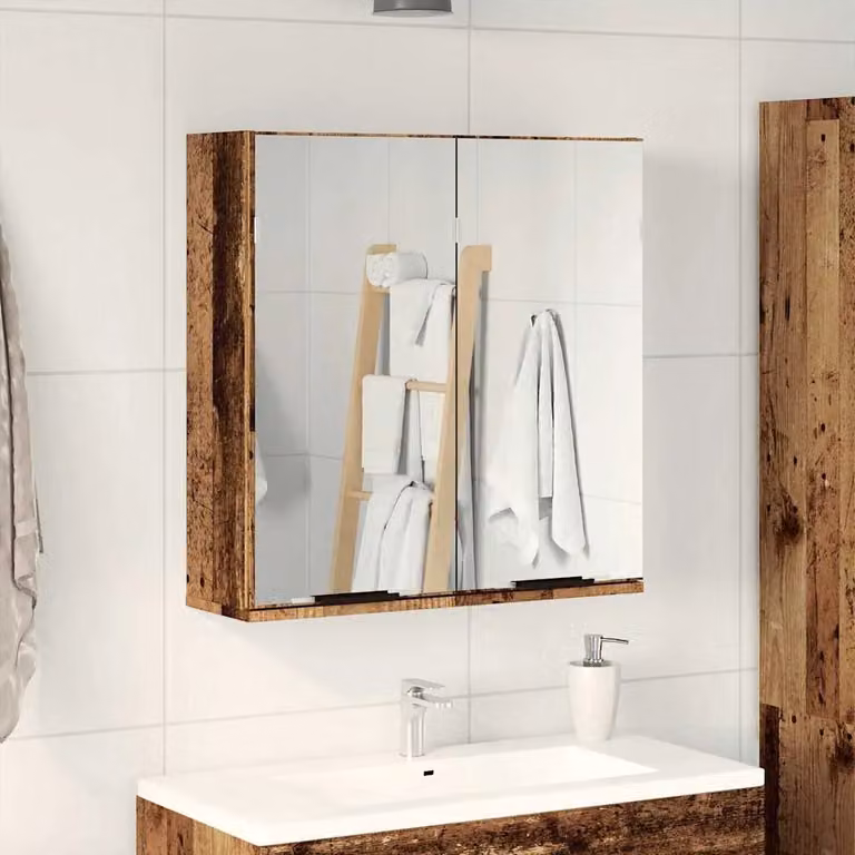 Berkfield Home Modern Bathroom Mirror Cabinet in Brown, W/D/H: 64 x 20 x 66.5 cm