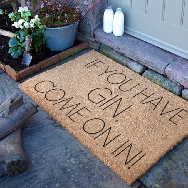 Artsy Mats If You Have Gin Come On In Country Coir Doormat in Grey, W: 90 cm, D: 60 cm