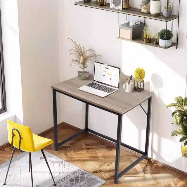 House of Home Rustic Computer Desk in Brown and Black