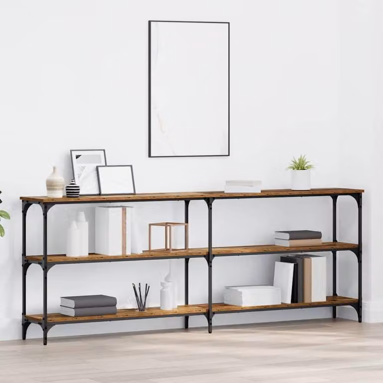 Berkfield Home Spacious Rustic Console Table in Brown, W/D/H: 200 x 29 x 75 cm