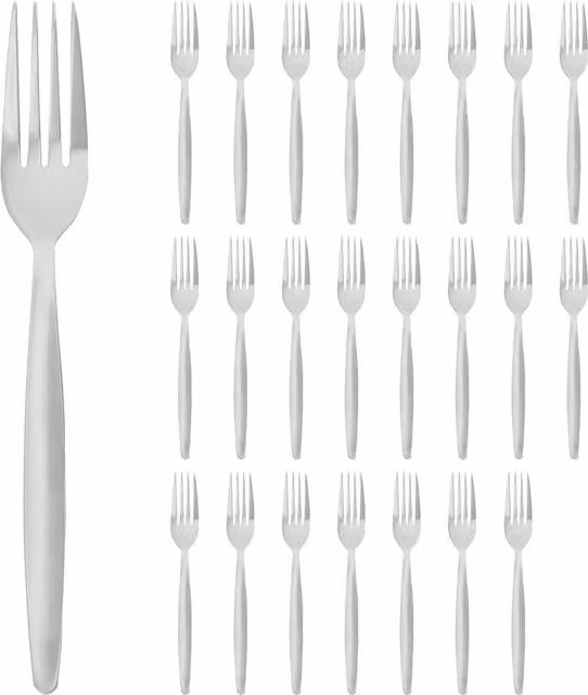 Argon Tableware Polished Stainless Steel Dinner Forks in Silver