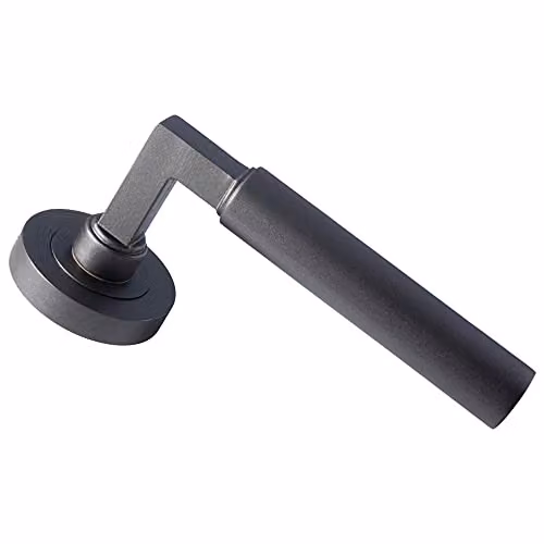 Loops Pair of Straight Round Bar Handles on Round Rose in Matt Bronze with Concealed Fixings