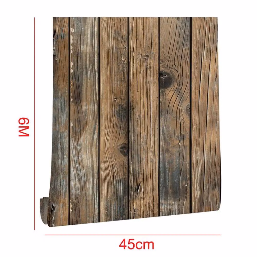 PAWNORA Brown Wood Effect Vinyl Wallpaper, Washable Rustic Design – 2