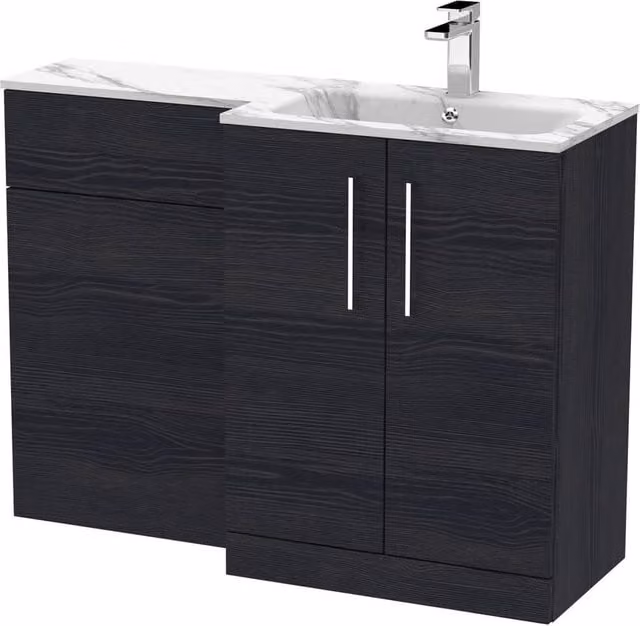 Balterley Bramshall 2 Door Right-Hand Bathroom Unit with Stone Top, Charcoal Black, W: 110 cm, H: 84 cm