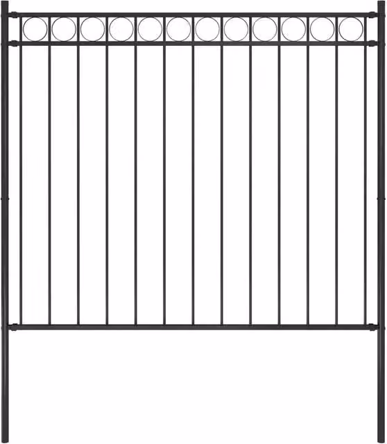Berkfield Home Black Powder-Coated Steel Rectangular Garden Fence, H: 1.7 m x W: 1.5 m