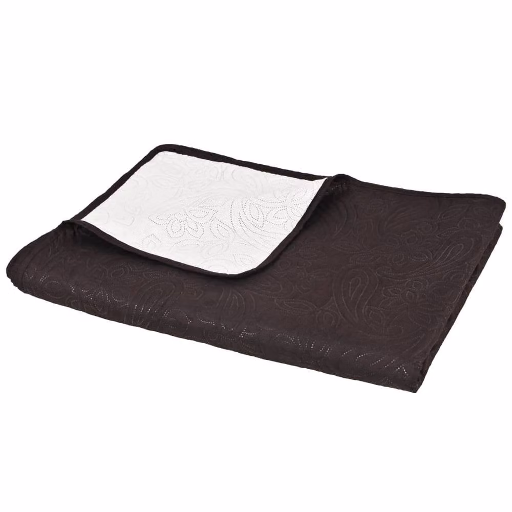 Berkfield Home Reversible Quilted Microfibre Bedspread in Brown and Cream, W: 220 cm, D: 240 cm – 3