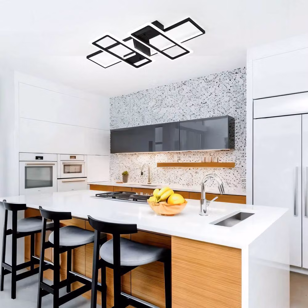NIVOR Black Acrylic and Aluminium 95W LED Ceiling Light with Remote Control and Dimming Function – 4