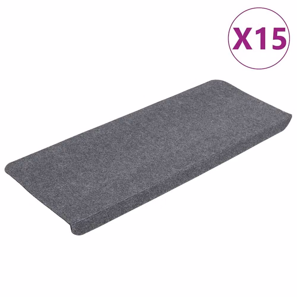 Berkfield Home Self-adhesive Non-slip Stair Mats, 15 Pieces, Grey, W/D/H: 65 x 24.5 x 3.5 cm – 2