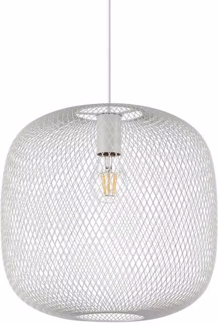 Ideal Lux White Metal Net Wire Frame Sphere Pendant Ceiling Light, Diameter: 34 cm