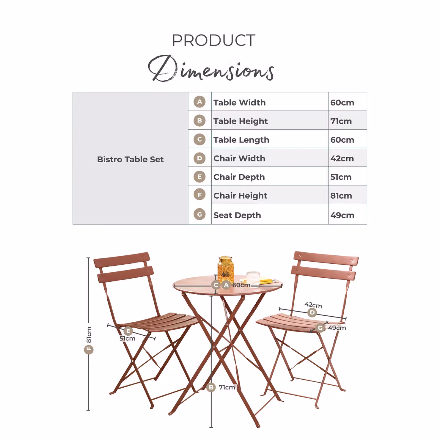 FurnitureboxUK Cabo 2 Seater Metal Bistro Set with Round Table in Matt Dusty Pink – 4