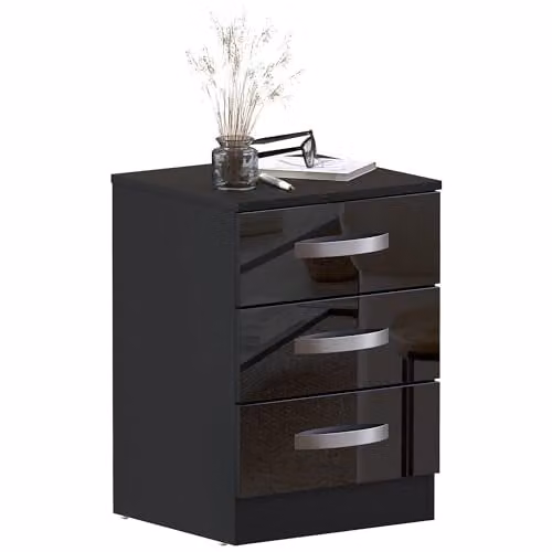 Vida Designs Black High Gloss 3 Drawer Chest of Drawers