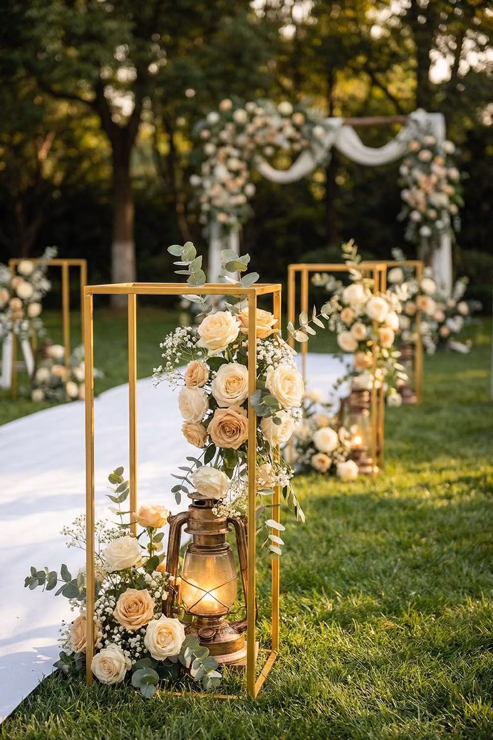 Living and Home Golden Rectangular Metal Flower Stand Pedestal Rack, Height: 80 cm – 4