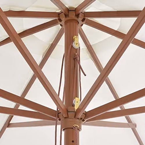 vidaXL Garden Parasol with Wooden Pole in Sand White – 3