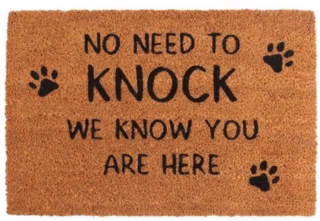 Gloriously Good No Need To Knock Dog Owner Coir Doormat, Brown, Rectangular