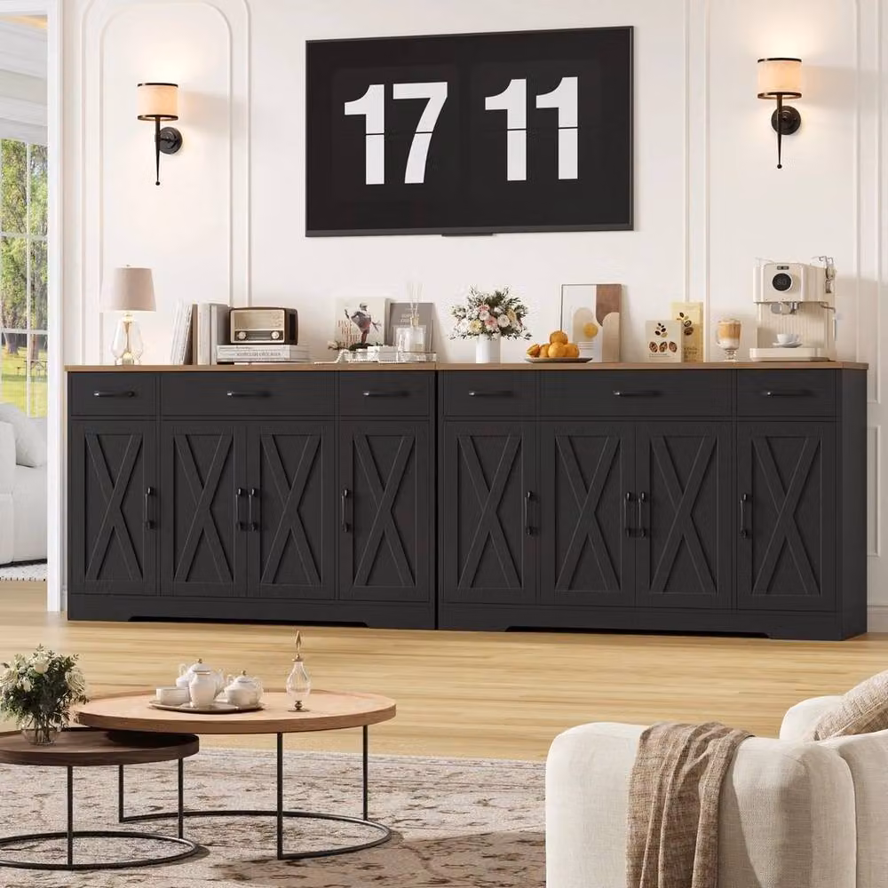 PAWNORA Antique Black Sideboard Storage Cabinet – 5