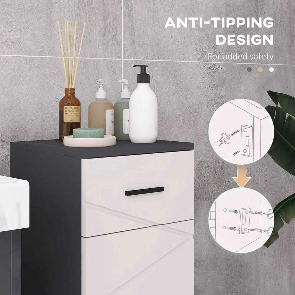 Wyld Haus Gazzeta Slim Grey Bathroom Cabinet with Drawer and Double Soft-Close Doors, W/D/H: 30 x 30 x 82 cm – 6