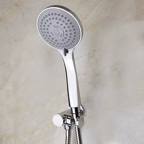 Nes Home Chrome Round Wall Outlet Elbow with 3 Mode Handheld Shower Handset and 1.5m Hose in Silver – 1