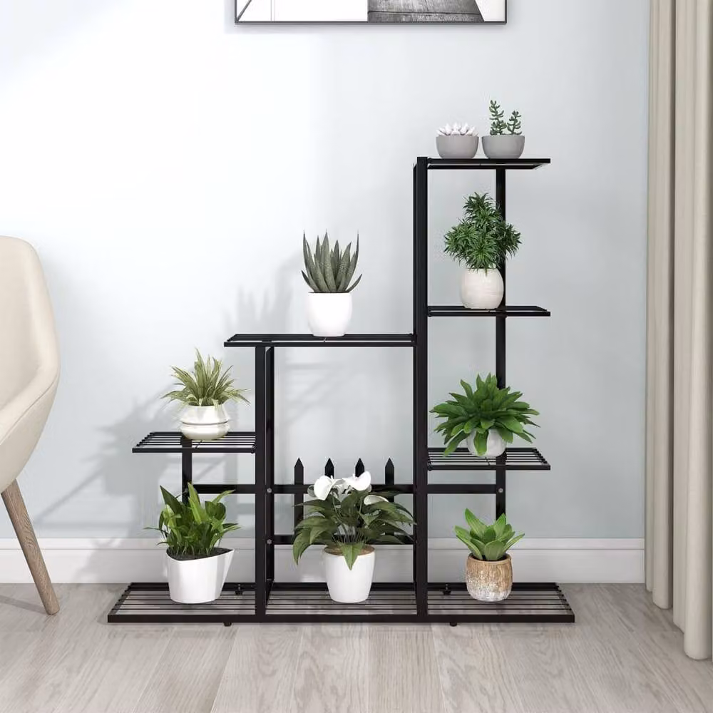 Berkfield Home Black Metal Flower Stand Planter, W/D/H: 94.5 x 25 x 88 cm – 2