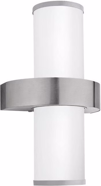 Eglo Beverly Stainless Steel and Glass IP44 Up/Down Outdoor Wall Light in Silver – 1
