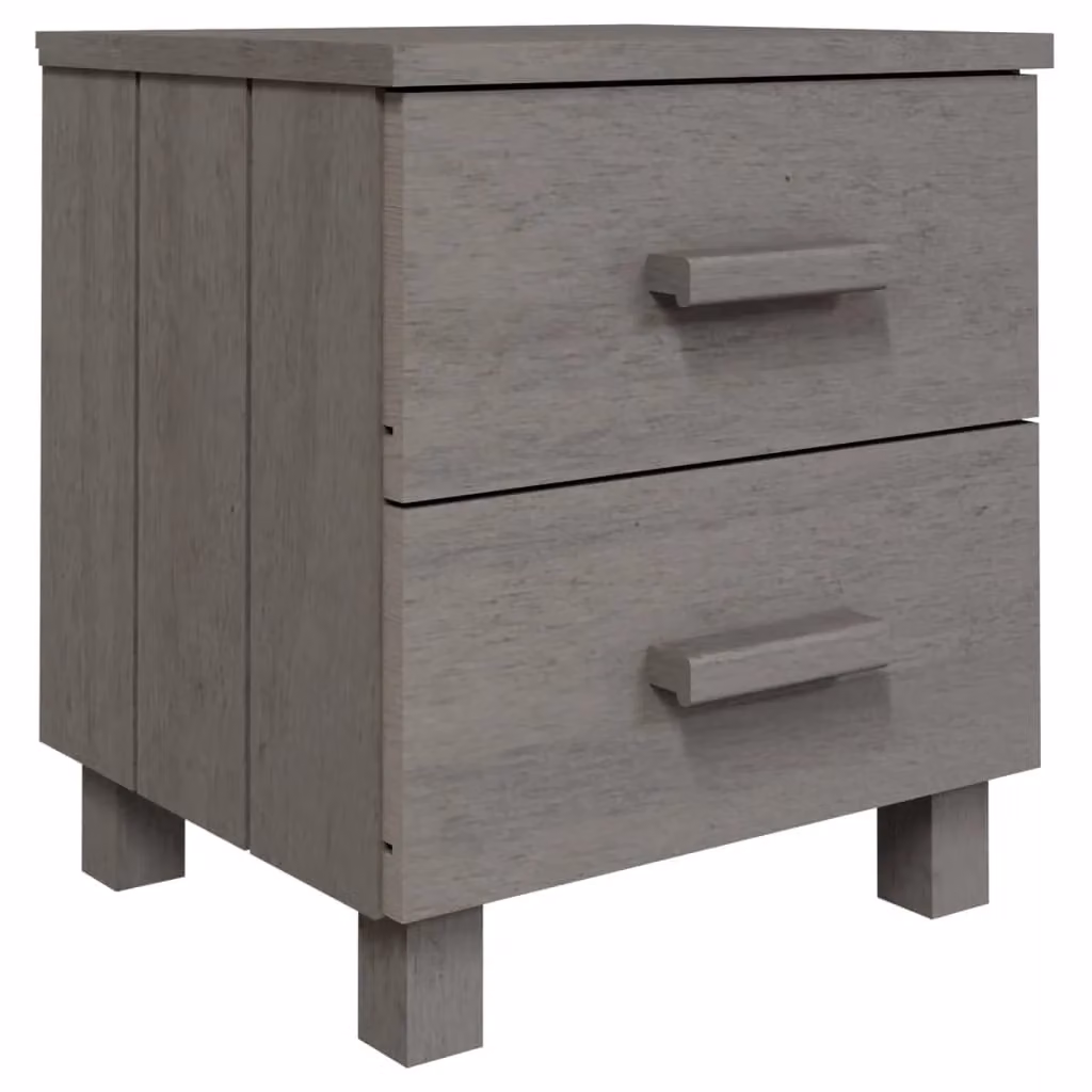 Berkfield Home HAMAR Bedside Cabinet in Light Grey Solid Pinewood, W/D/H: 40 x 35 x 44.5 cm – 2