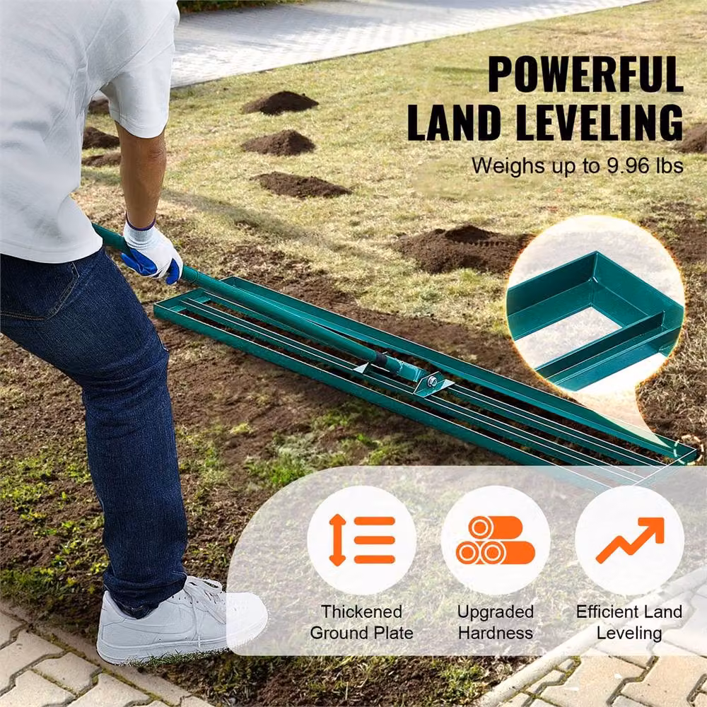Kelvenix Lawn Leveling Rake with Steel Handle, Green, W: 91.44 cm, H: 198.12 cm – 3