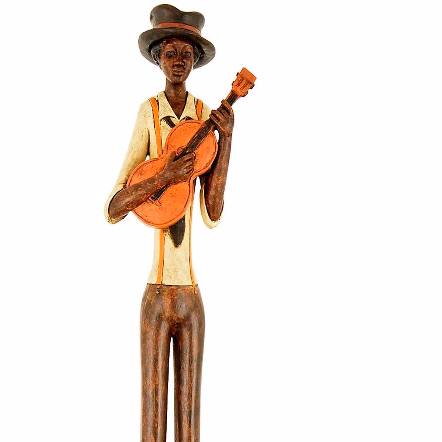 Hill Interiors Standing Jazz Band Strings Guitar in Brown – 2