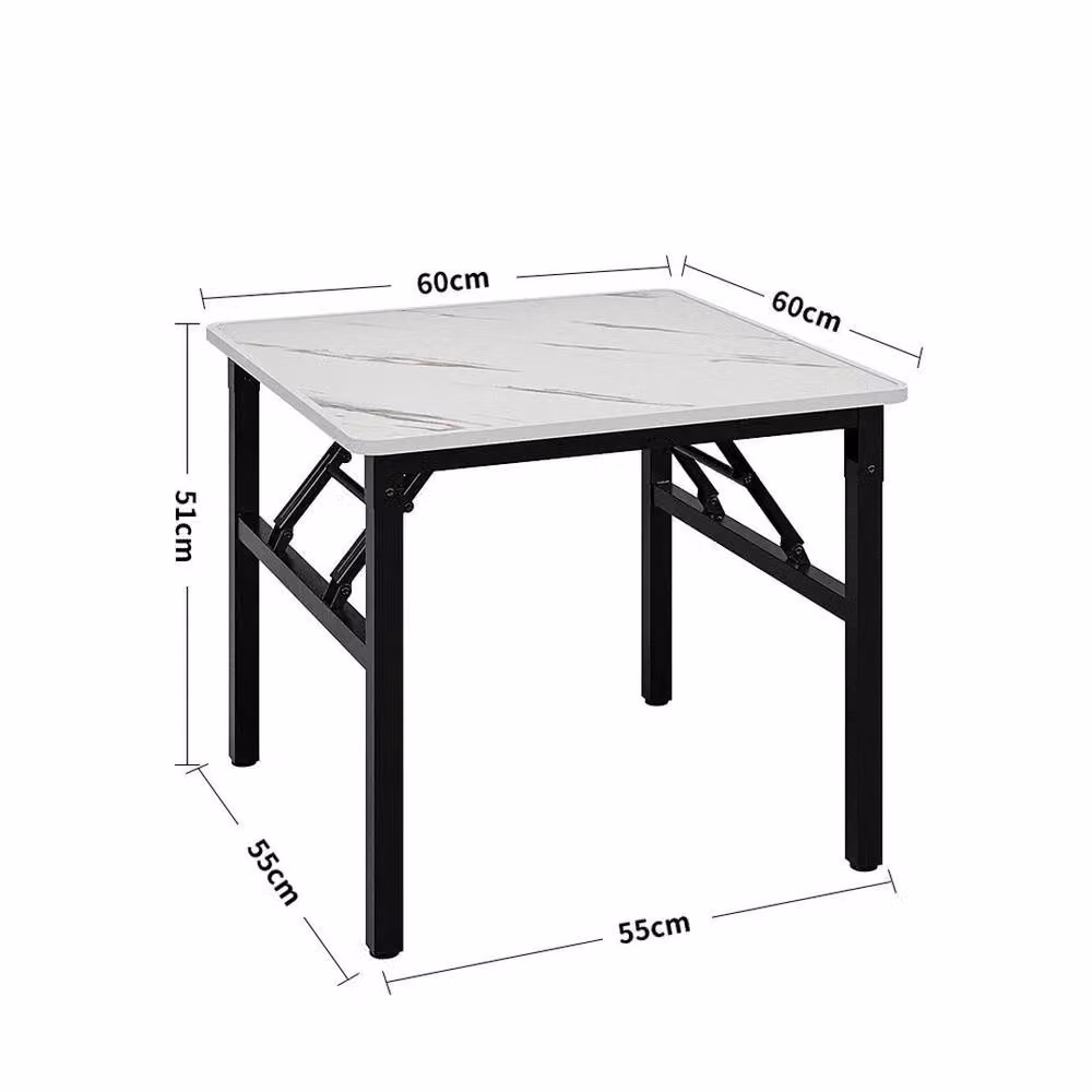 FLAVORA White Marble Glossy Folding Round Dining Table for Kitchen or Garden – 2