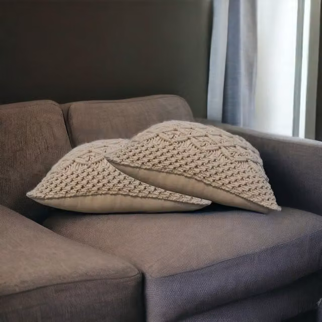 Artisan Furniture Lira Square Cushion Set of 2 in White and Beige