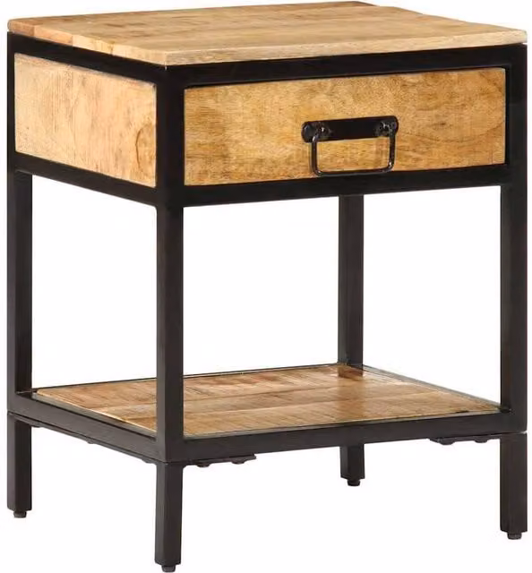 Berkfield Home Modern Bedside Cabinet in Brown Solid Rough Mango Wood, W/D/H: 40 x 35 x 50 cm – 1