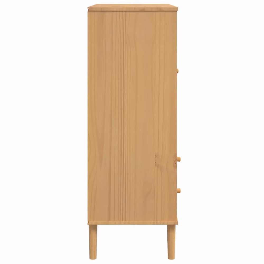 Berkfield Home Senja Highboard in Brown and Beige Rattan Look Solid Pine Wood, W/D/H: 90 x 40 x 112 cm – 2
