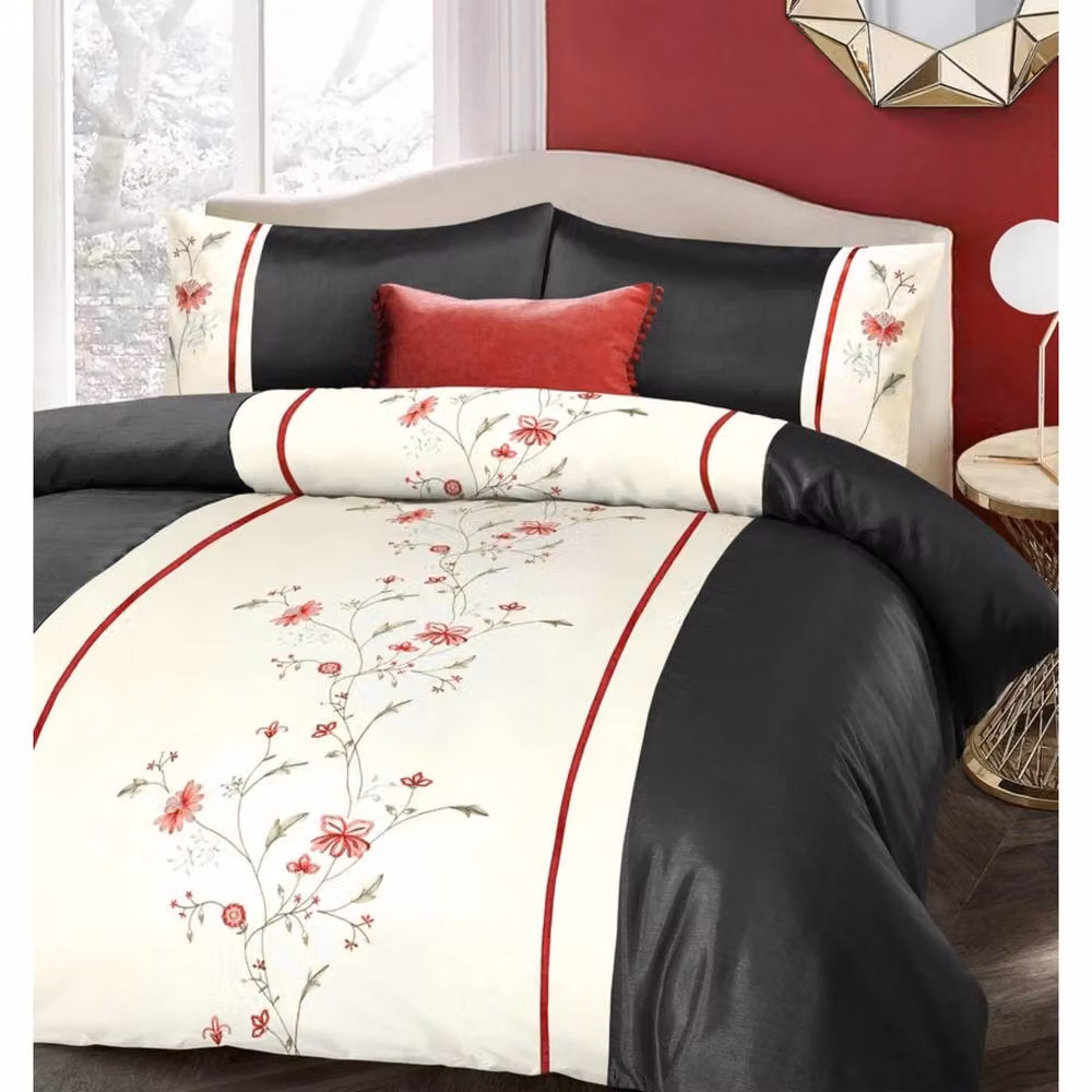 Intimates Sapphire Black Floral Embroidered Duvet Cover and Pillowcase Set, W/D/H: 200 x 220 cm – 3