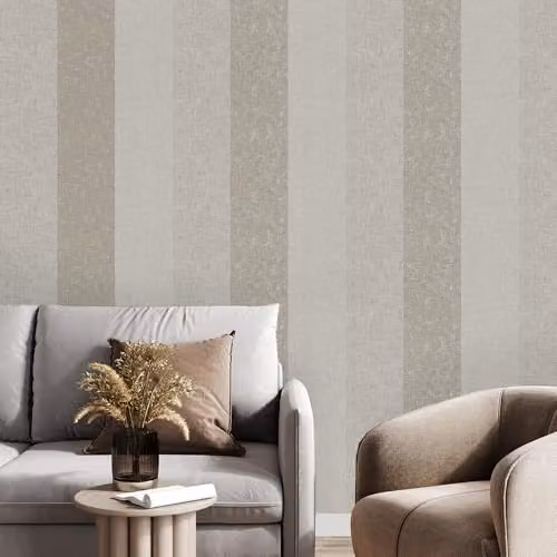 Graham & Brown Superfresco Meadow Stripe Wallpaper in Neutrals and Gold – 2