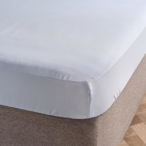 OHS Ultra Soft Microfibre Plain Fitted Bed Sheet, Blue, W: 135 cm, D: 190 cm, H: 25 cm – 1