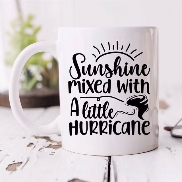 60 Second Makeover Limited Sunshine Mixed with a Little Hurricane Sarcasm Ceramic Mug in White