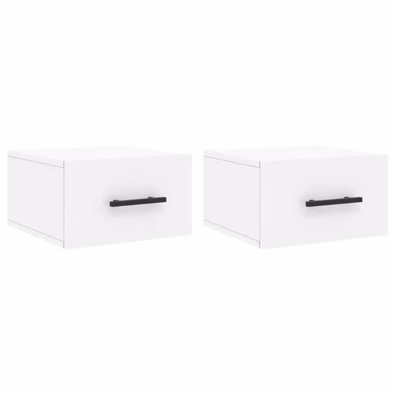 Berkfield Home Wall-mounted Bedside Cabinets, 2 Pack, White, W/D/H: 35 x 35 x 20 cm