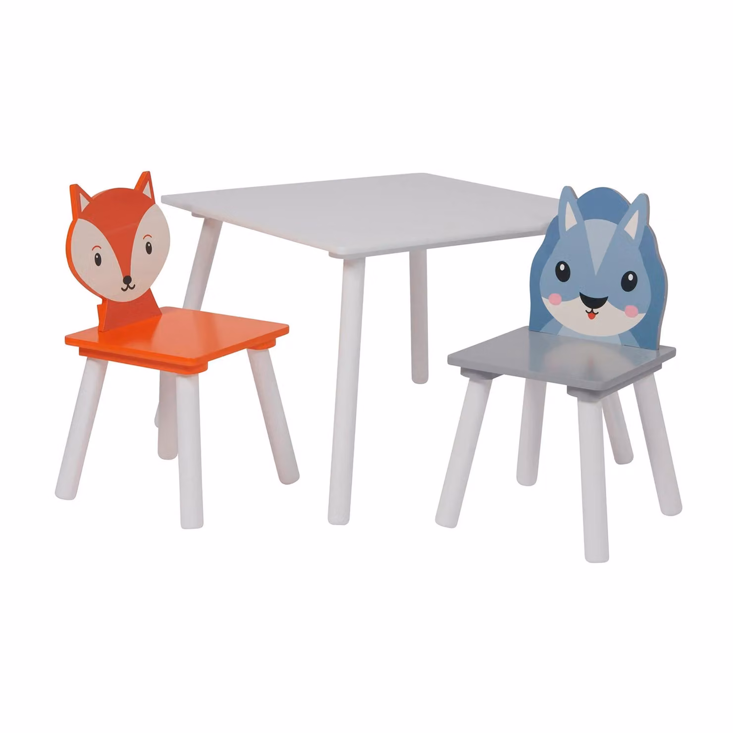 Liberty House Toys Fox and Squirrel Kids Table and 2 Chairs Set, Orange, White and Grey, H44 x W60 x D60 cm – 2