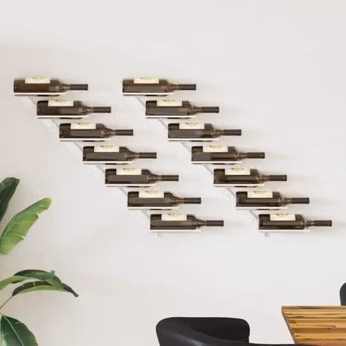vidaXL Wall-Mounted White Metal Wine Rack for 7 Bottles – 2
