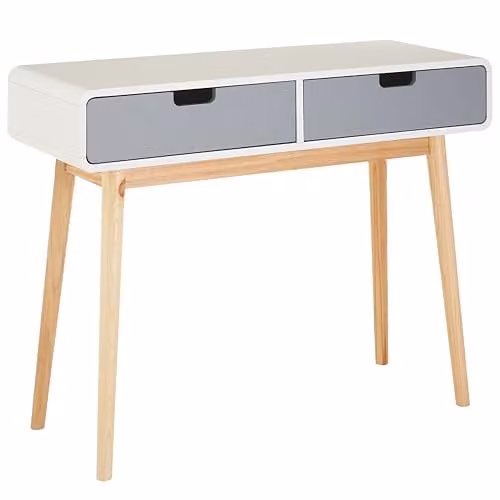 Premier Housewares Scandinavian Wooden Console Table with 2 Drawers in Grey and White, W/D/H: 76 x 38 x 38 cm