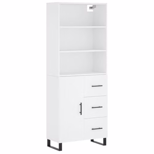 vidaXL Modern White Highboard with Hinged Doors and Internal Shelves, W/D/H: 69.5 x 34 x 180 cm – 1