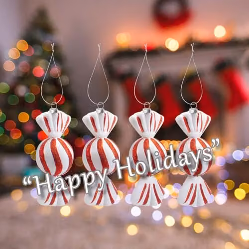 VFM e-Store Christmas Candy Hanging Decoration, Red and White Striped Pendant, Pack of 4, W/H: 17 x 24 cm – 3