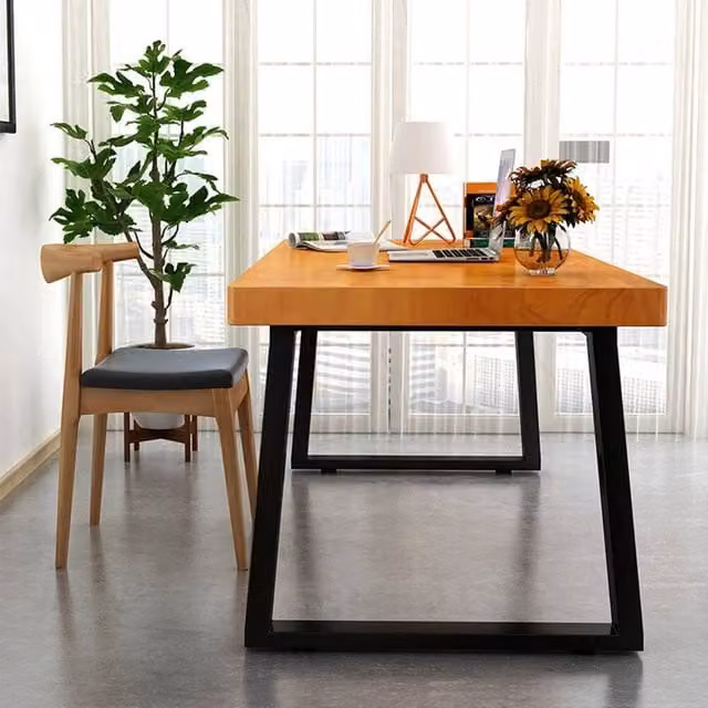 KORVIXA Black Metal Industrial Trapezoid Bench Legs W/D/H: 7 x 70 x 71 cm – 1