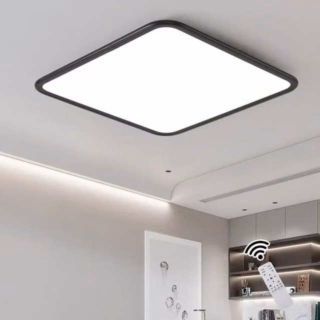 Garwarm Simple Square LED Flush Mount Ceiling Light, Black, W: 50 cm – 1