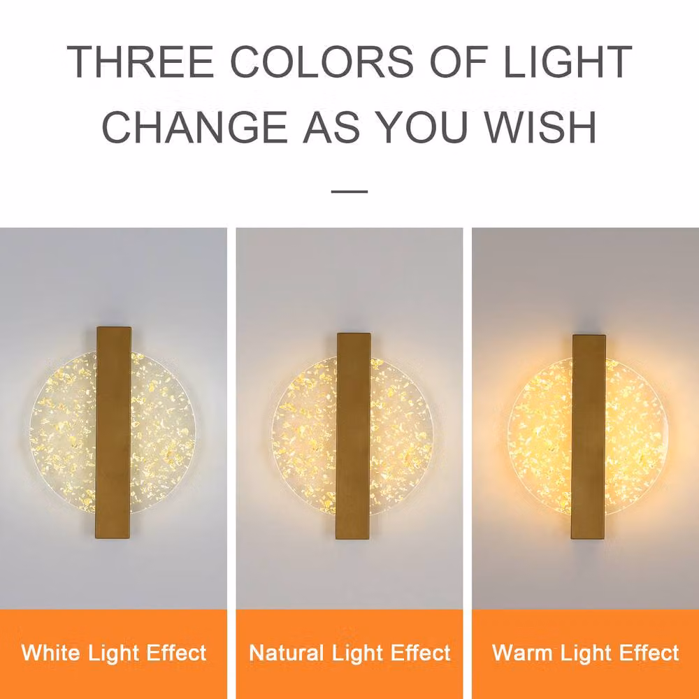 Goeco Round LED Wall Light in Gold, 12 W, with Three-Colour CCT Lighting and Acrylic Diffuser – 2