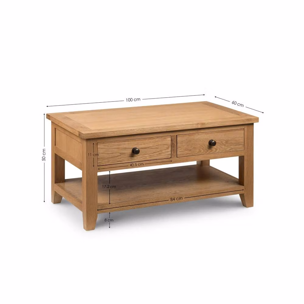 Cheshire Thistlewood Rectangular Coffee Table with 2 Drawers in Light Oak – 3